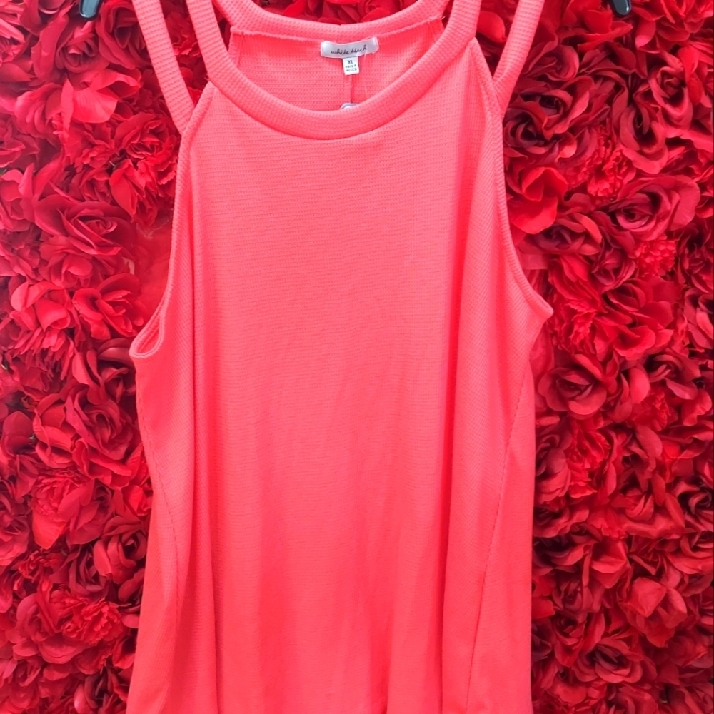 White Birch NWT Size X-Large Coral Waffle Tank with Strap Detail